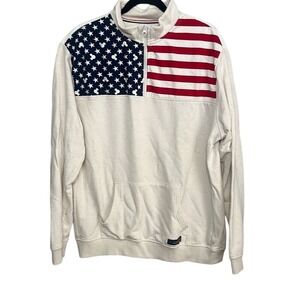 Disney Mens Multicolor American Flag Mickey Mouse Quarter Zip Sweatshirt Large
